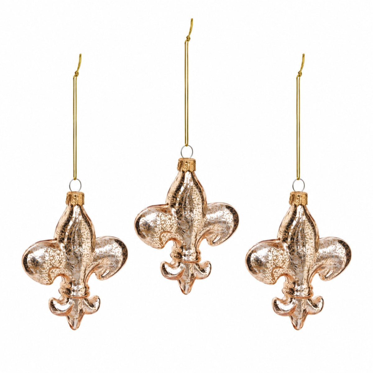 Fleur de Lys – Goldfarbene Lilienanhänger aus Glas im 3er-Set, 10 cm