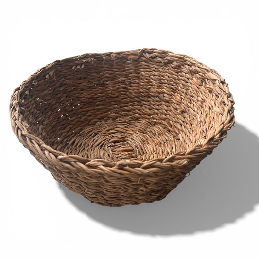 Osterkörbchen handgeflochten naturbraun – rundes Osternest für Ostereier, Ostergeschenke & Osterdeko