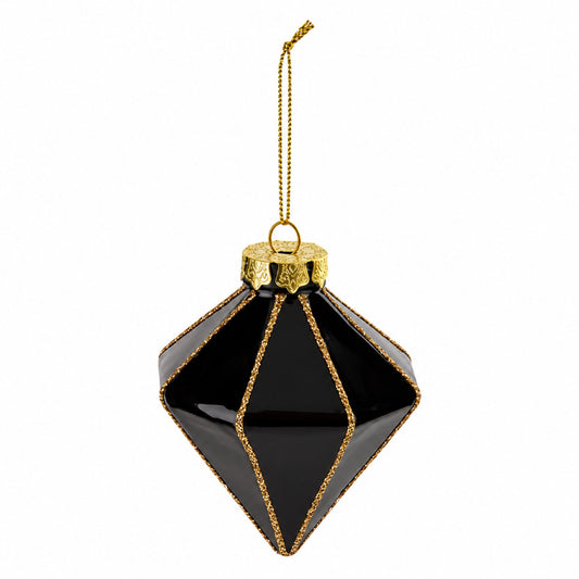 Nocturne – Weihnachtsanhänger in Schwarz und Gold im 3er-Set, 10 cm