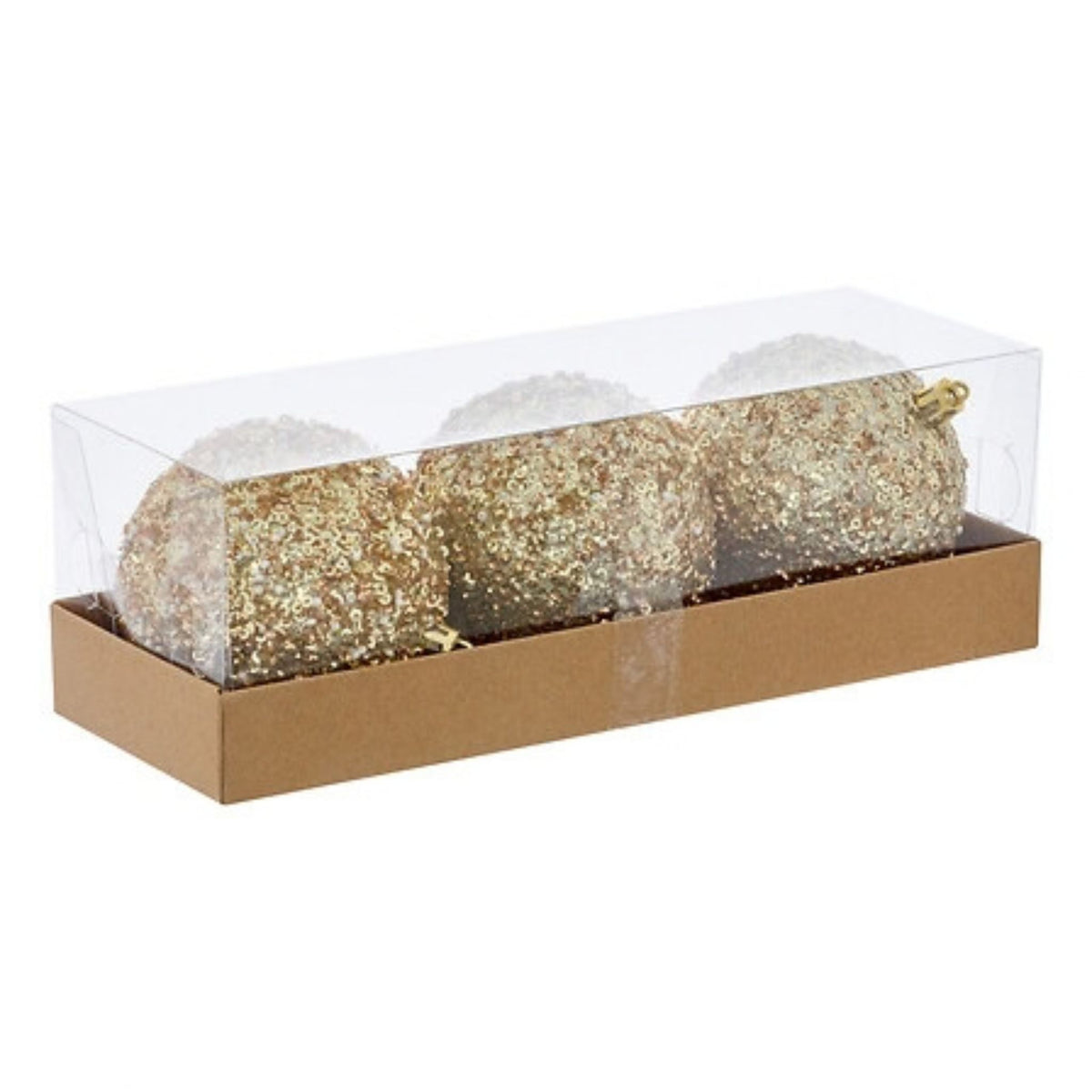 Perle Dorée – Goldene Weihnachtskugeln, Ø 8 cm, 3er-Set