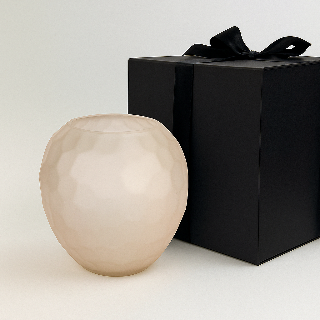 ROSALIA Vase – Seidenmattes Glasobjekt in Puderrosa