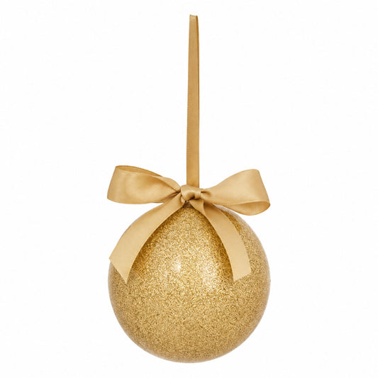 Ruban – Goldfarbene Weihnachtskugeln mit Schleife im 3er-Set, Ø 9 cm