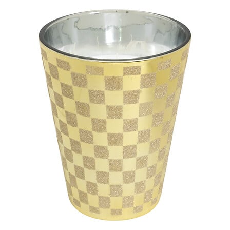 Damier –  grosse Duftkerze mit goldfarbenem Karodekor, 850 g